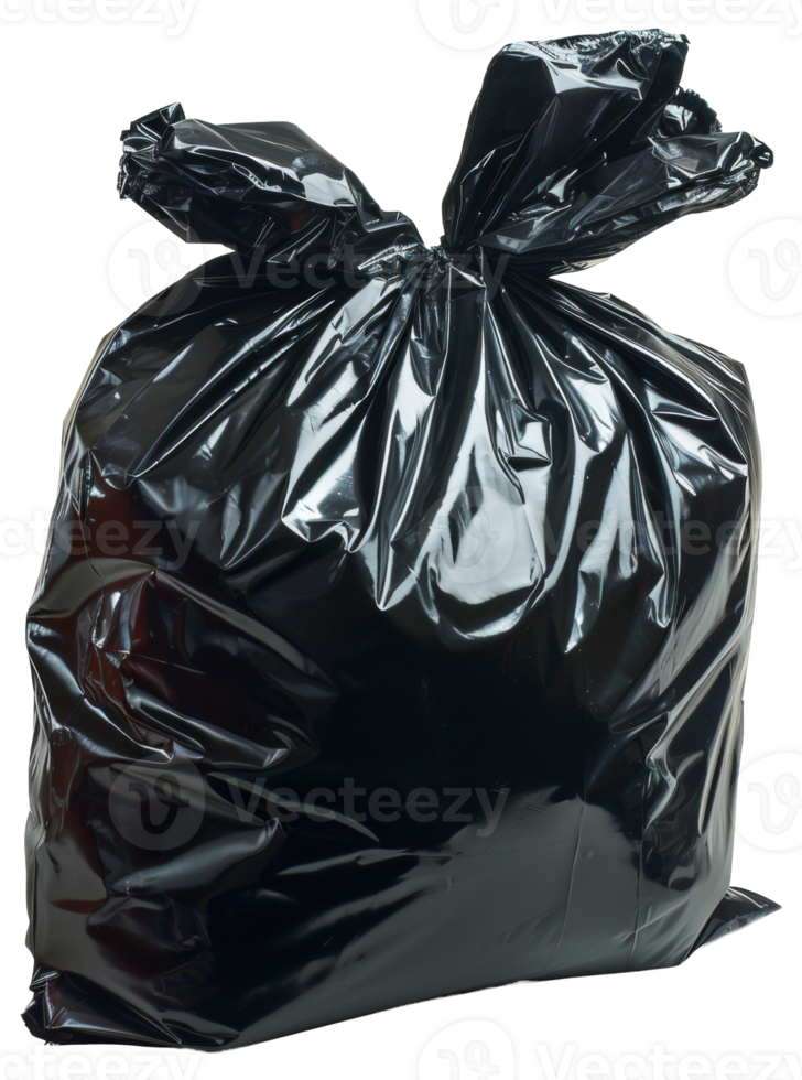 AI generated Tied black garbage bag on transparent background - stock png. png