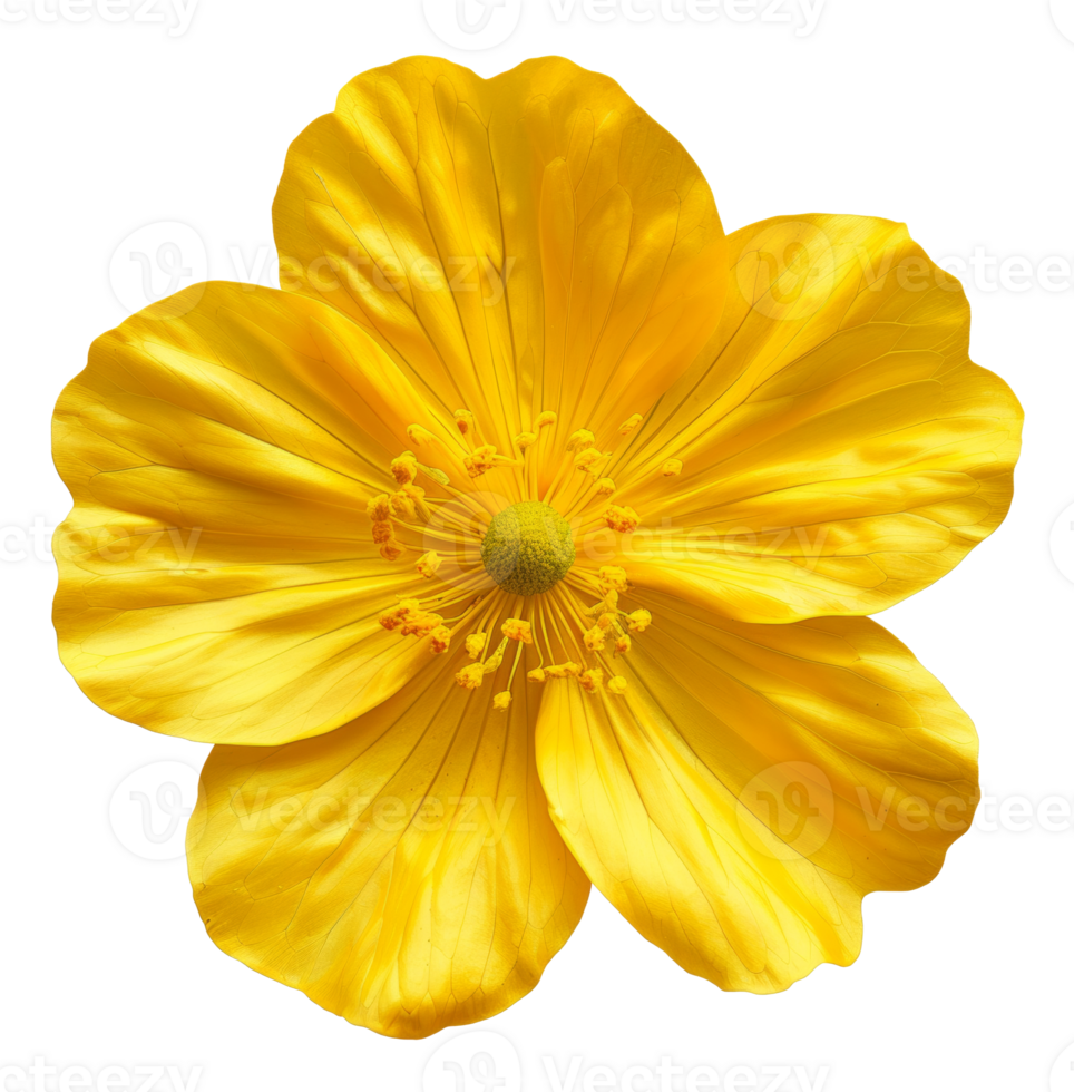 AI generated Bright yellow poppy flower bloom on transparent background - stock png. png