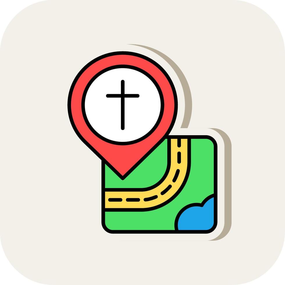 Church Line Filled White Shadow Icon vector