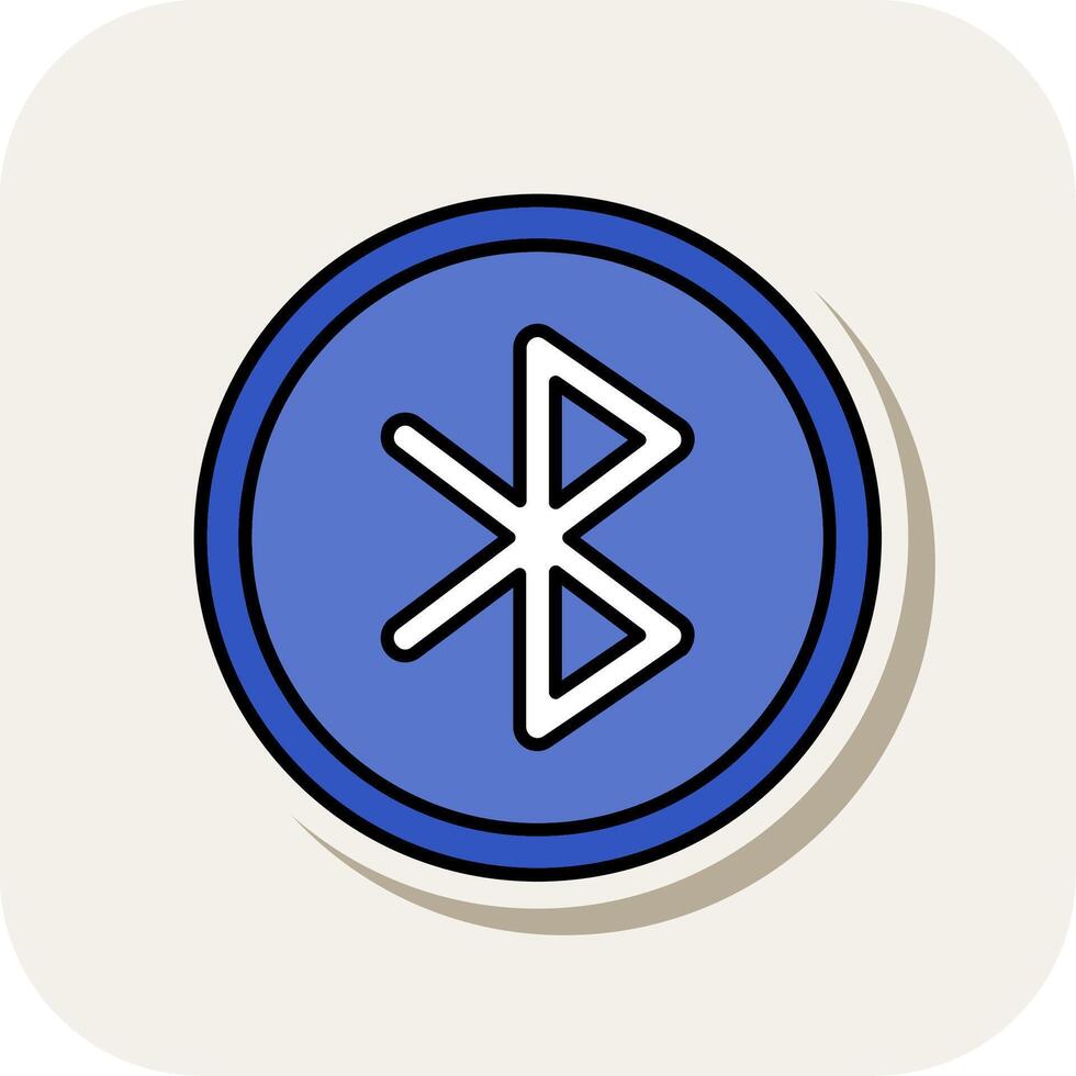 Bluetooth línea lleno blanco sombra icono vector