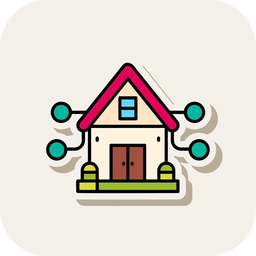 House Line Filled White Shadow Icon vector