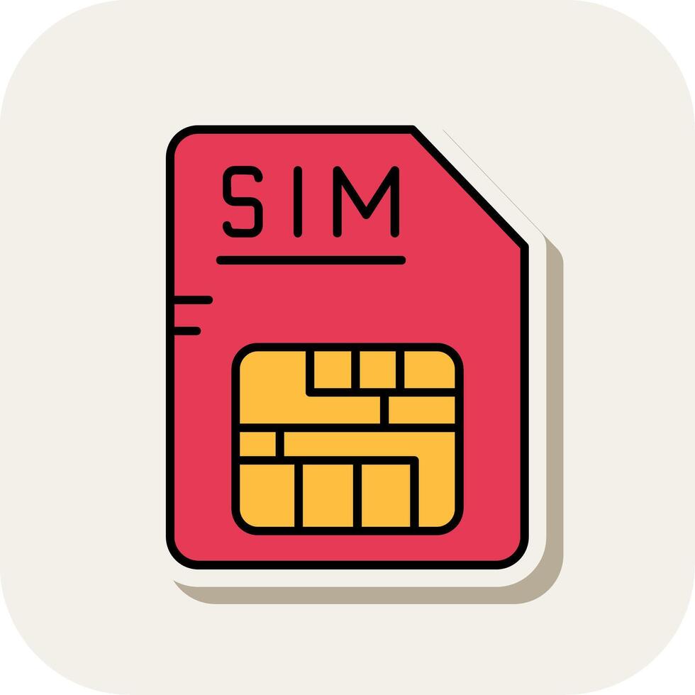 Sim Line Filled White Shadow Icon vector