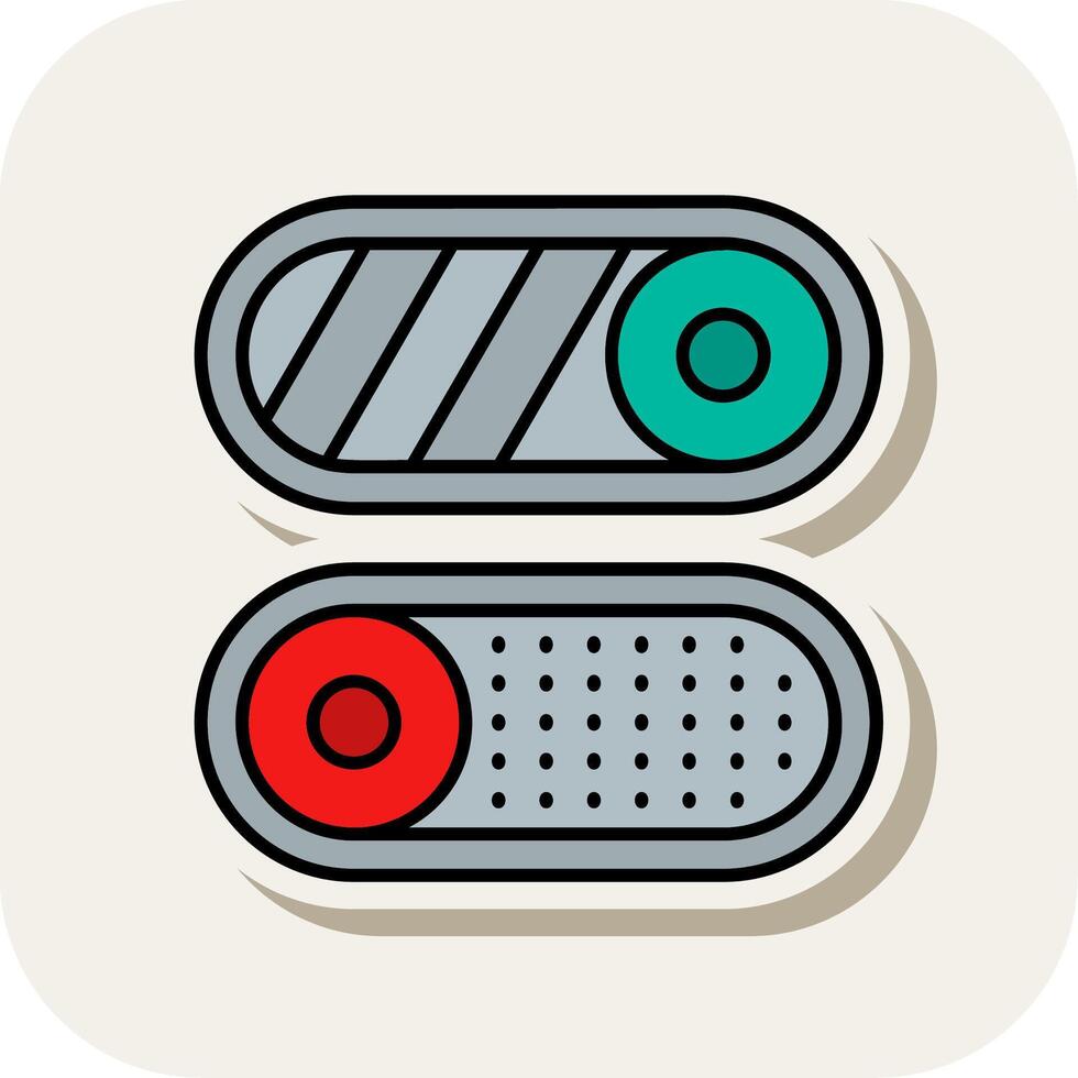 Toggle Line Filled White Shadow Icon vector