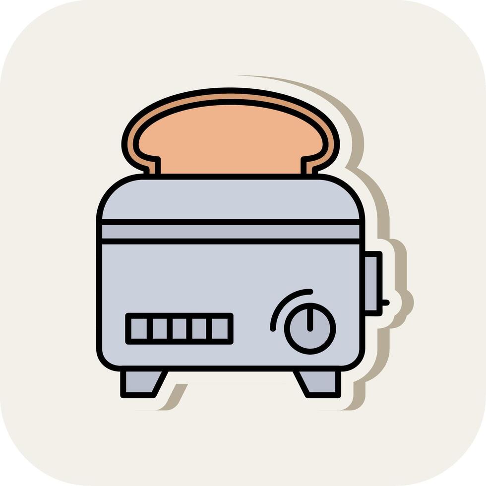 Toaster Line Filled White Shadow Icon vector