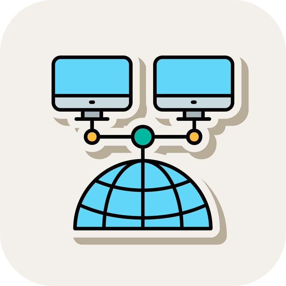 Network Line Filled White Shadow Icon vector