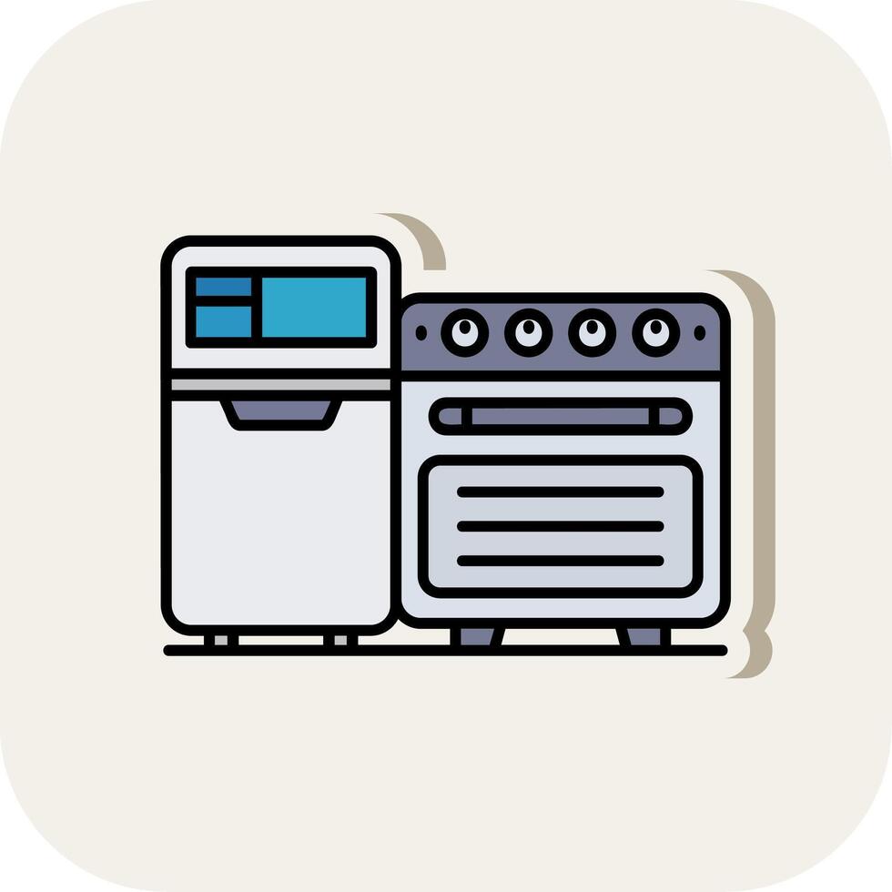 Kitchen Line Filled White Shadow Icon vector