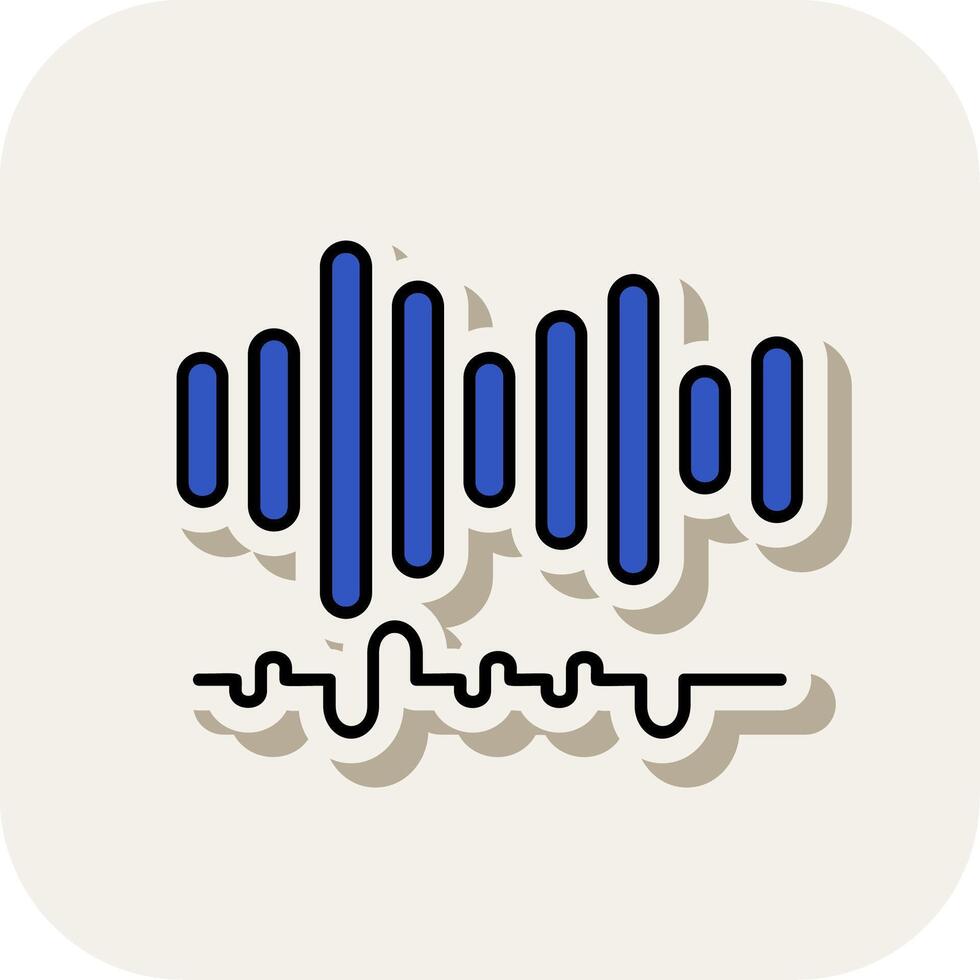 Audio Line Filled White Shadow Icon vector