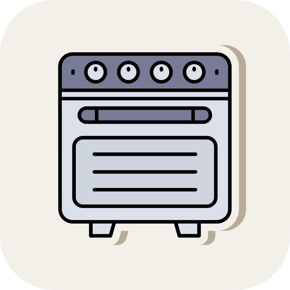 Oven Line Filled White Shadow Icon vector