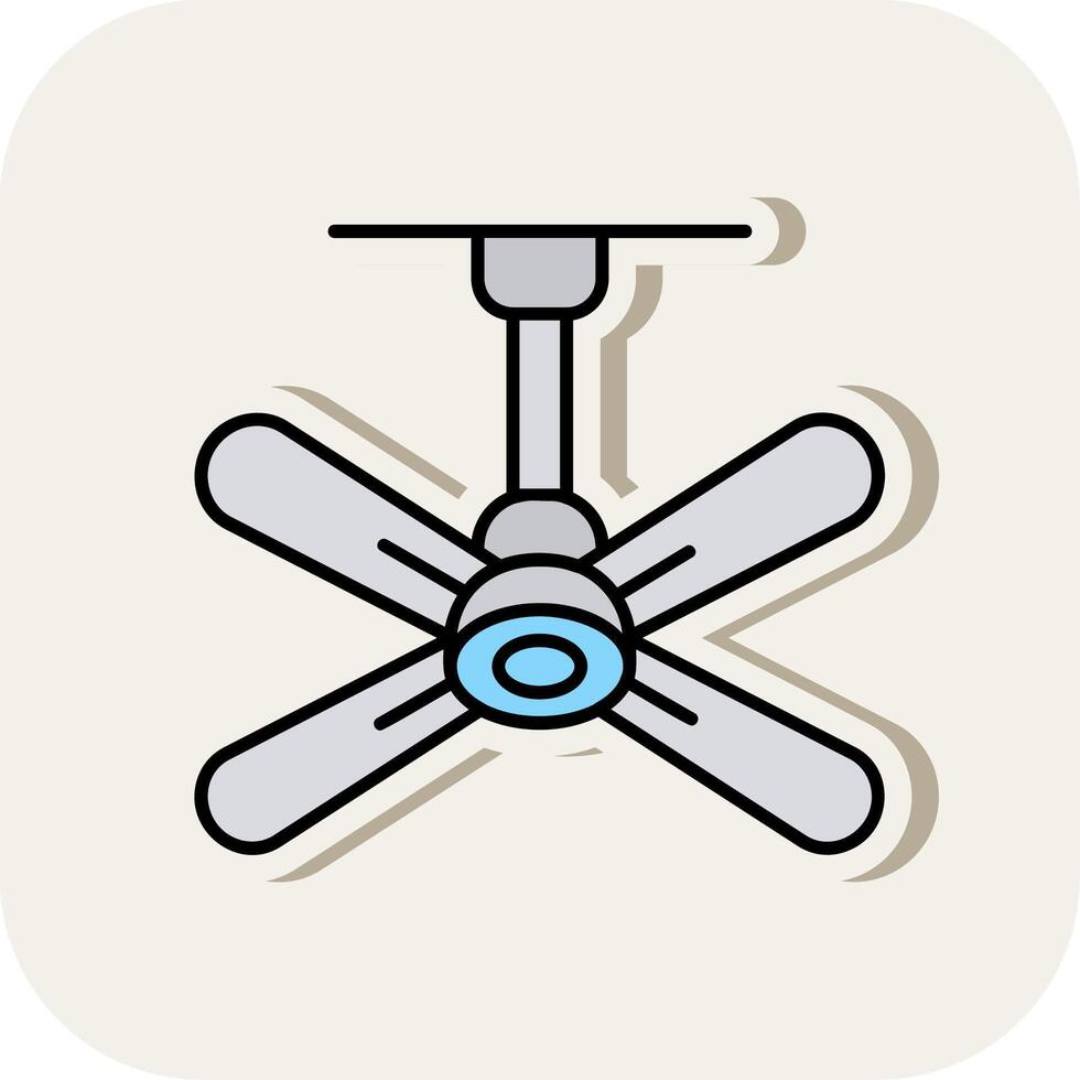 ventilador línea lleno blanco sombra icono vector