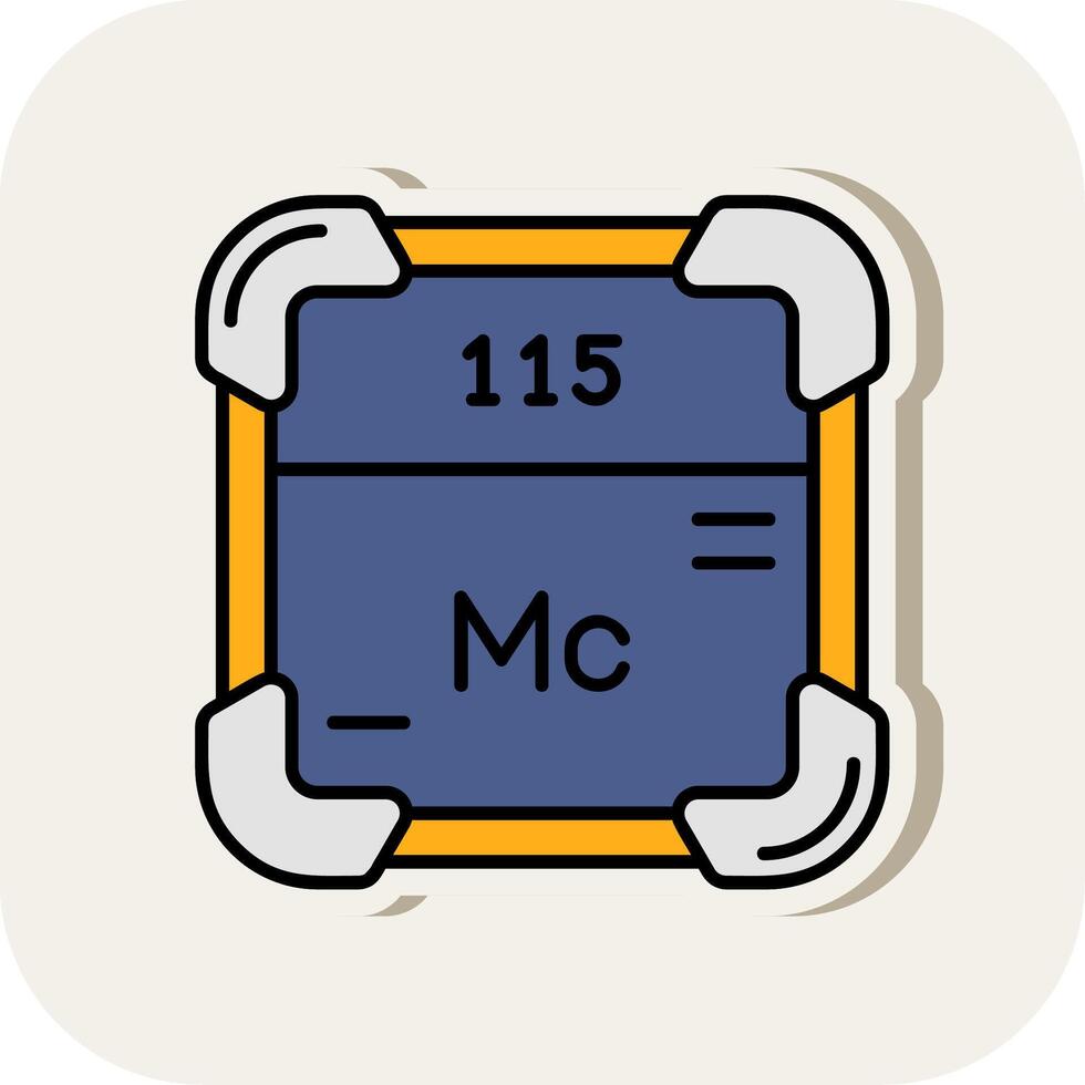 Moscovium Line Filled White Shadow Icon vector