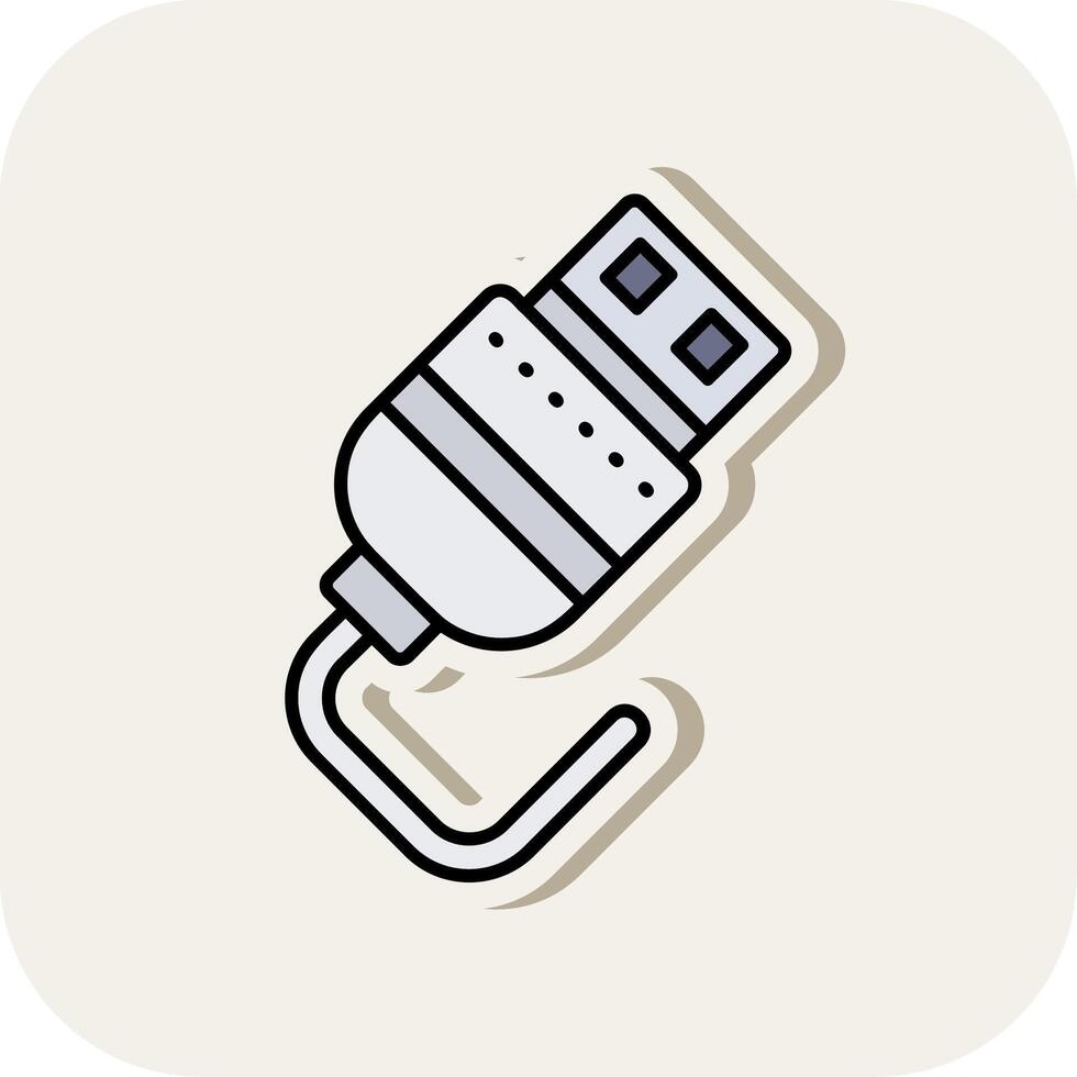Usb Line Filled White Shadow Icon vector