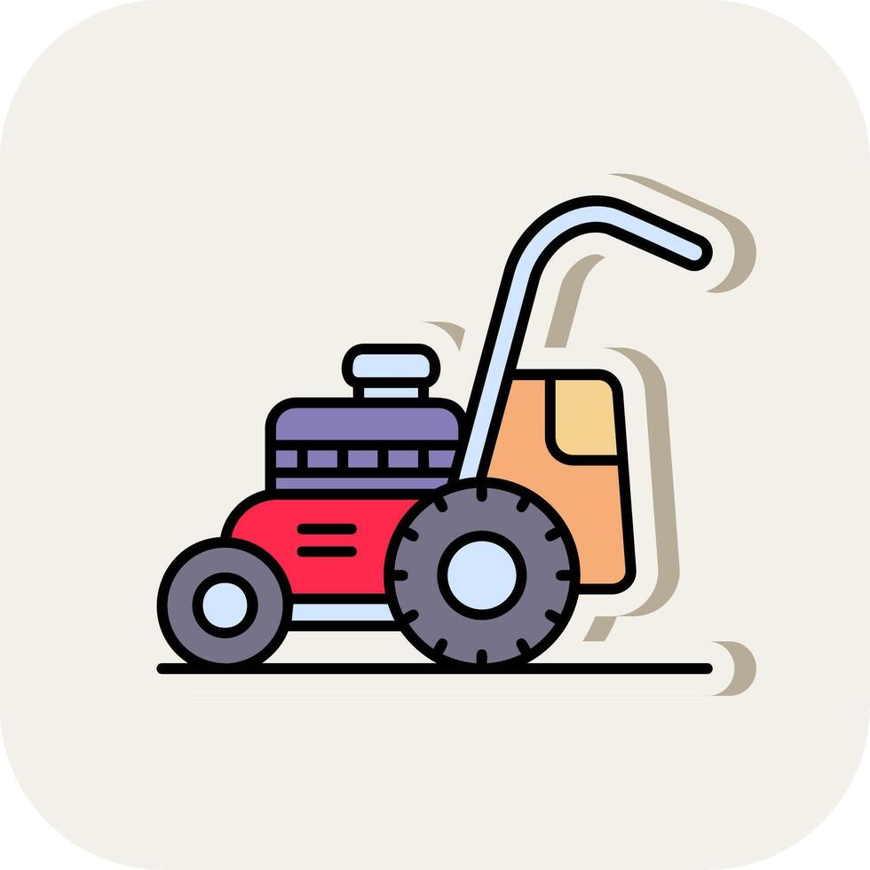 Mower Line Filled White Shadow Icon vector