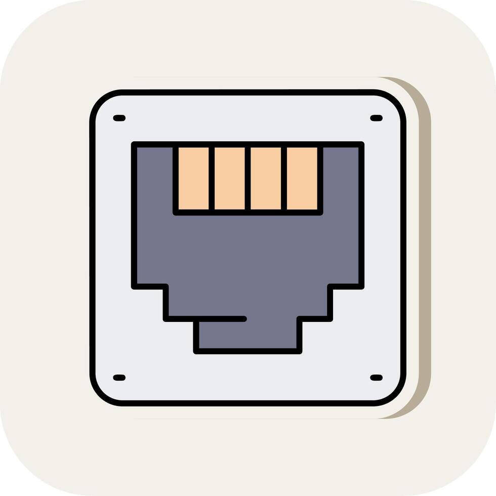 Ethernet Line Filled White Shadow Icon vector