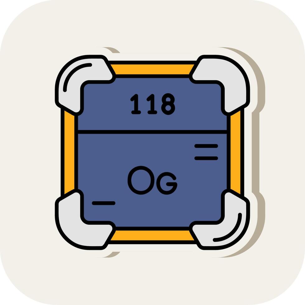 Oganesson Line Filled White Shadow Icon vector
