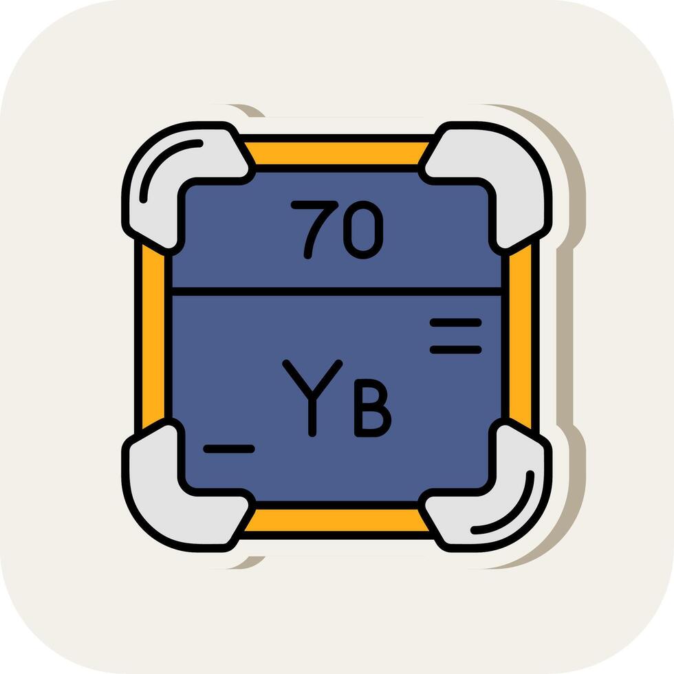 Ytterbium Line Filled White Shadow Icon vector