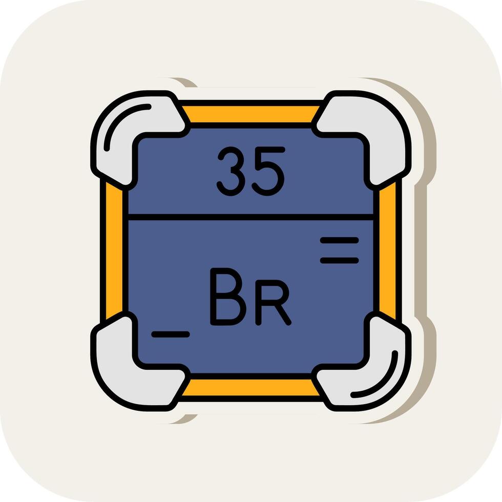 Bromine Line Filled White Shadow Icon vector