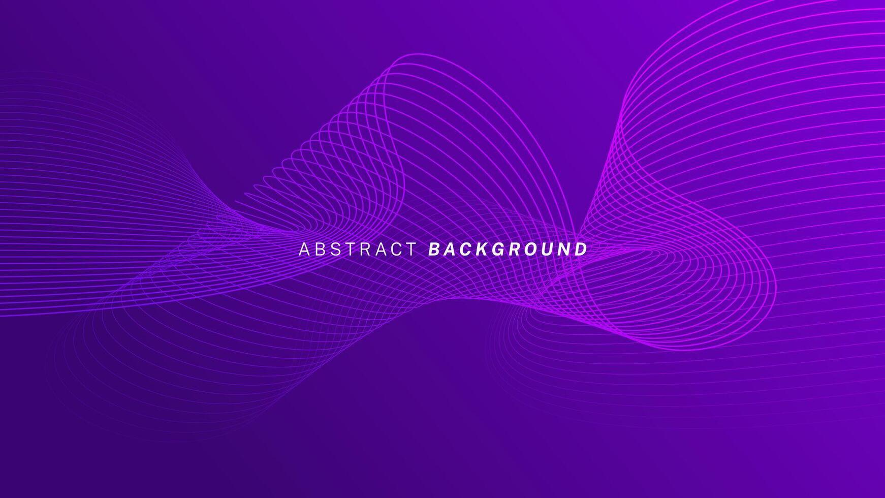 Abstract glowing wave lines on dark purple background. Dynamic wave pattern. Modern flowing wavy lines. Futuristic technology concept. Suit for banner, poster, cover, brochure, flyer, website vector