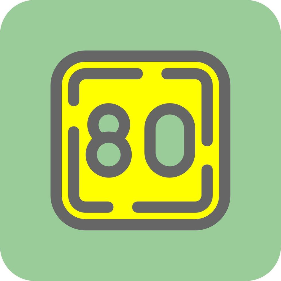 Eighty Filled Yellow Icon vector