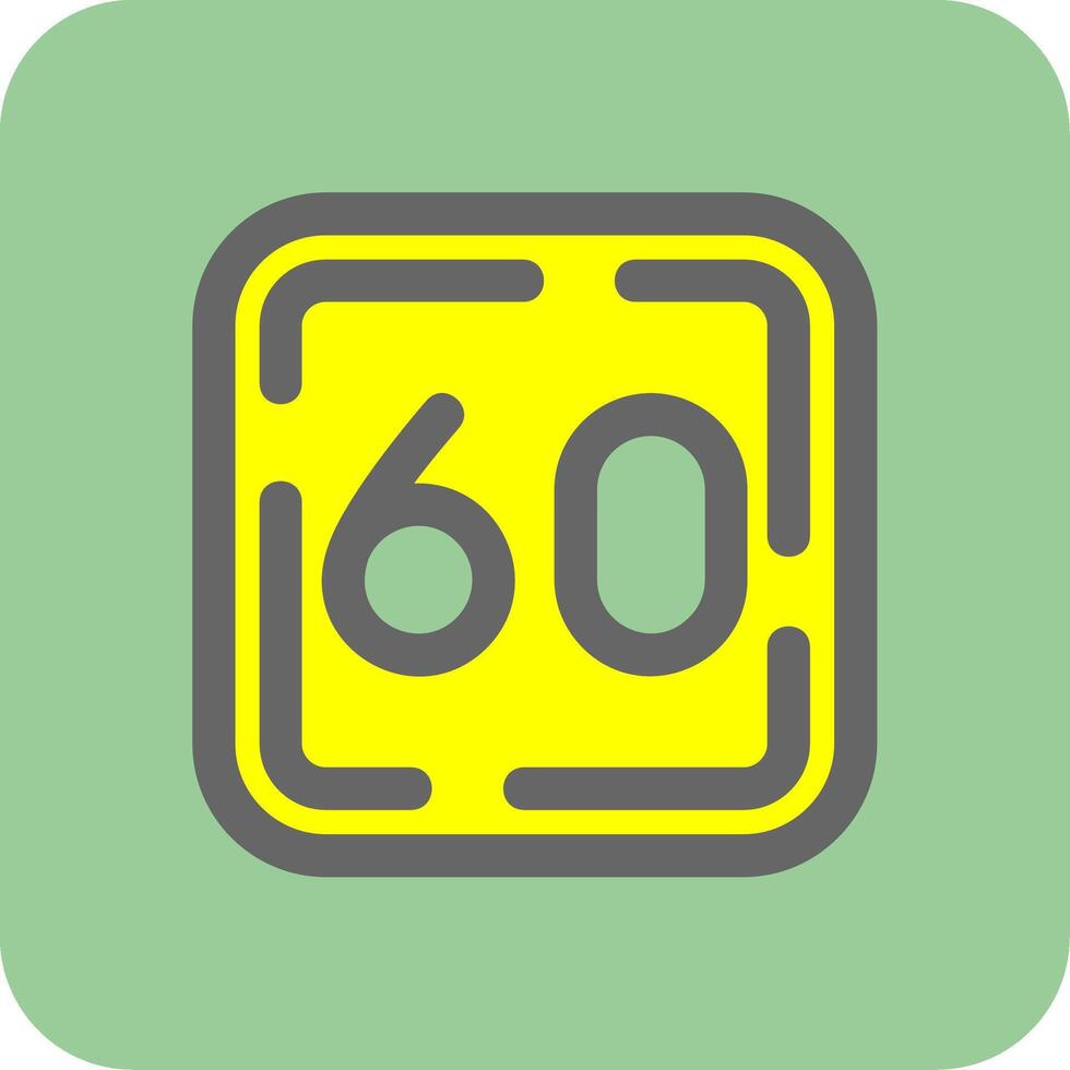 Sixty Filled Yellow Icon vector