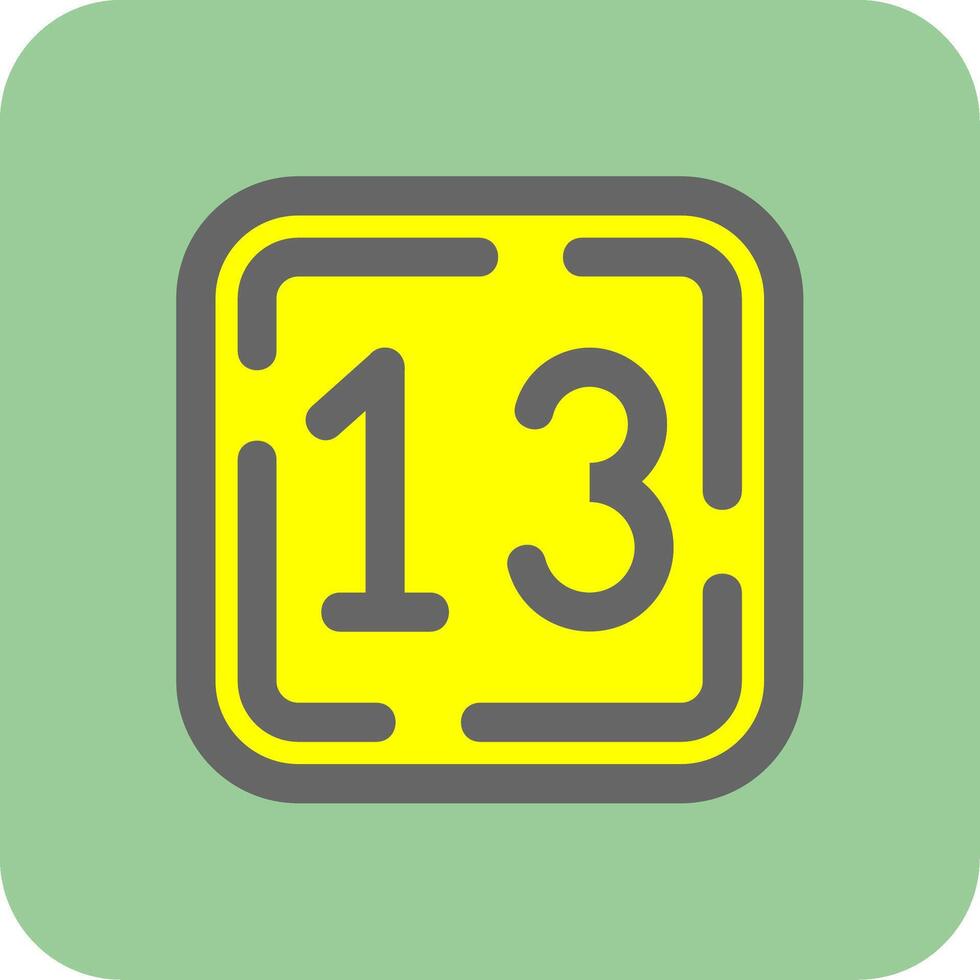 Thirteen Filled Yellow Icon vector