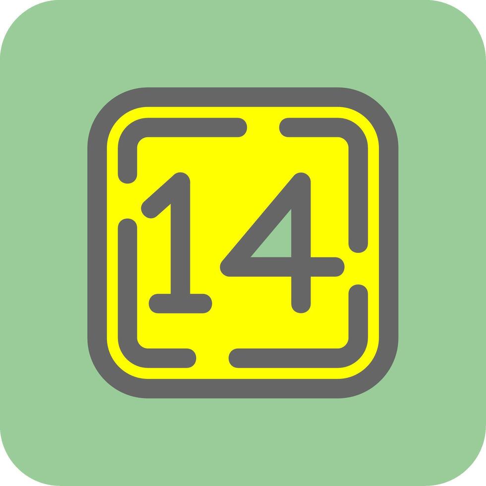 Fourteen Filled Yellow Icon vector