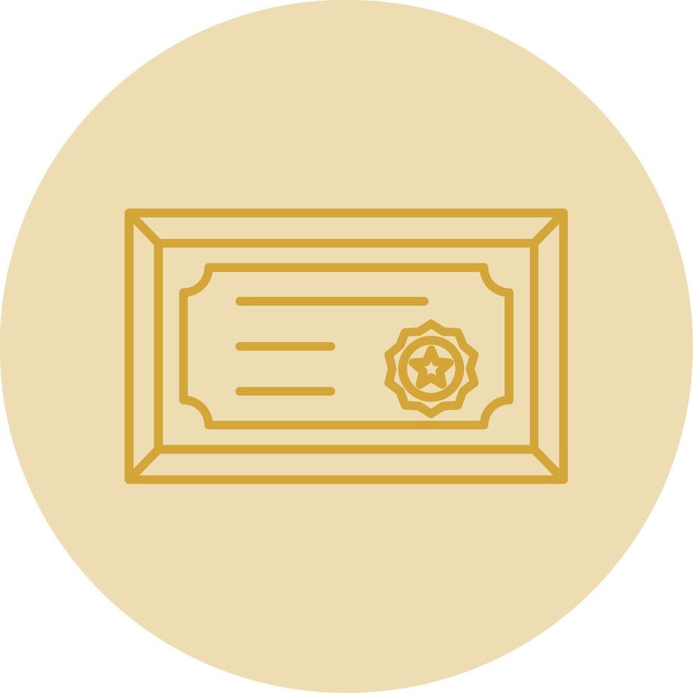 Certificate Line Yellow Circle Icon vector