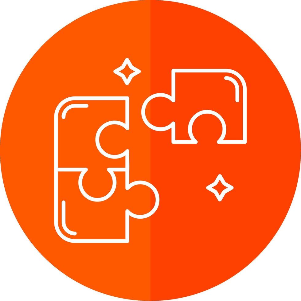 Puzzle Line Red Circle Icon vector