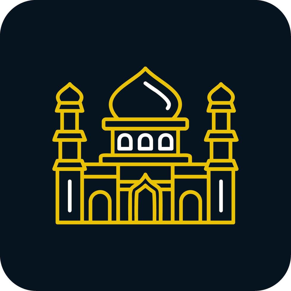 Mosque Line Yellow White Icon vector
