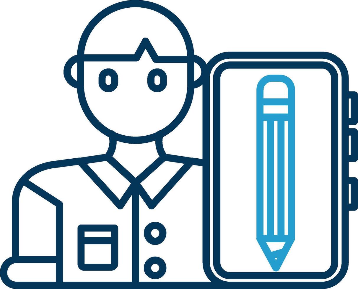 Blogger Line Blue Two Color Icon vector