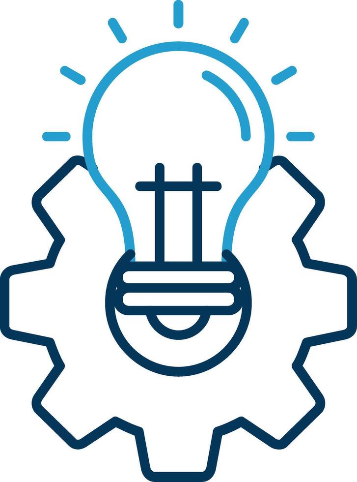 idea línea azul dos color icono vector