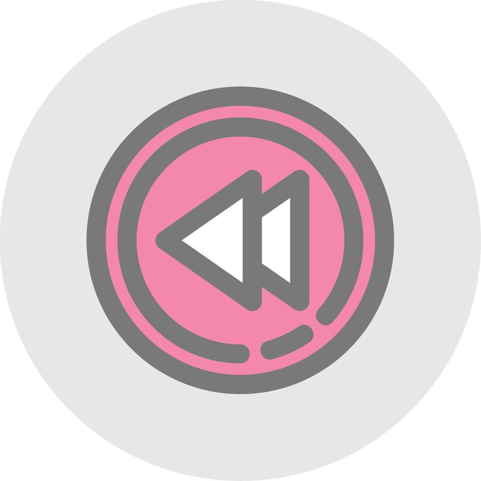 Rewind Line Filled Light Circle Icon vector
