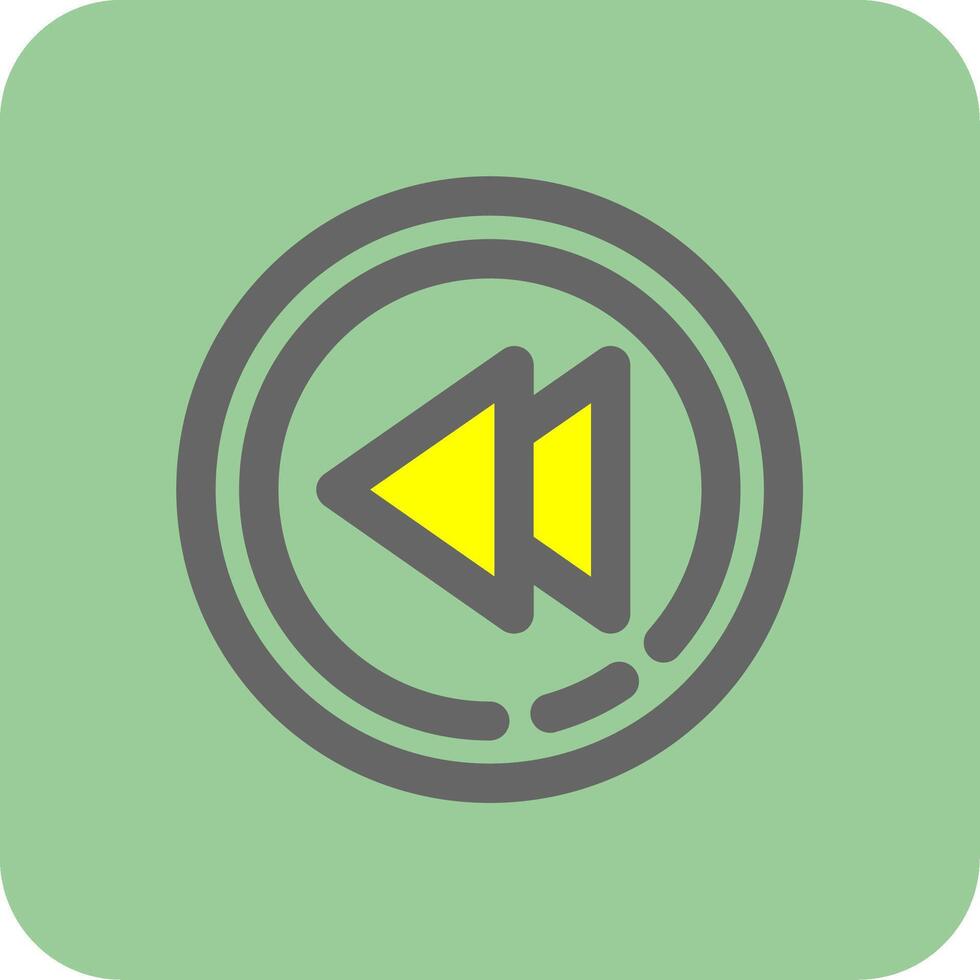 Rewind Filled Yellow Icon vector