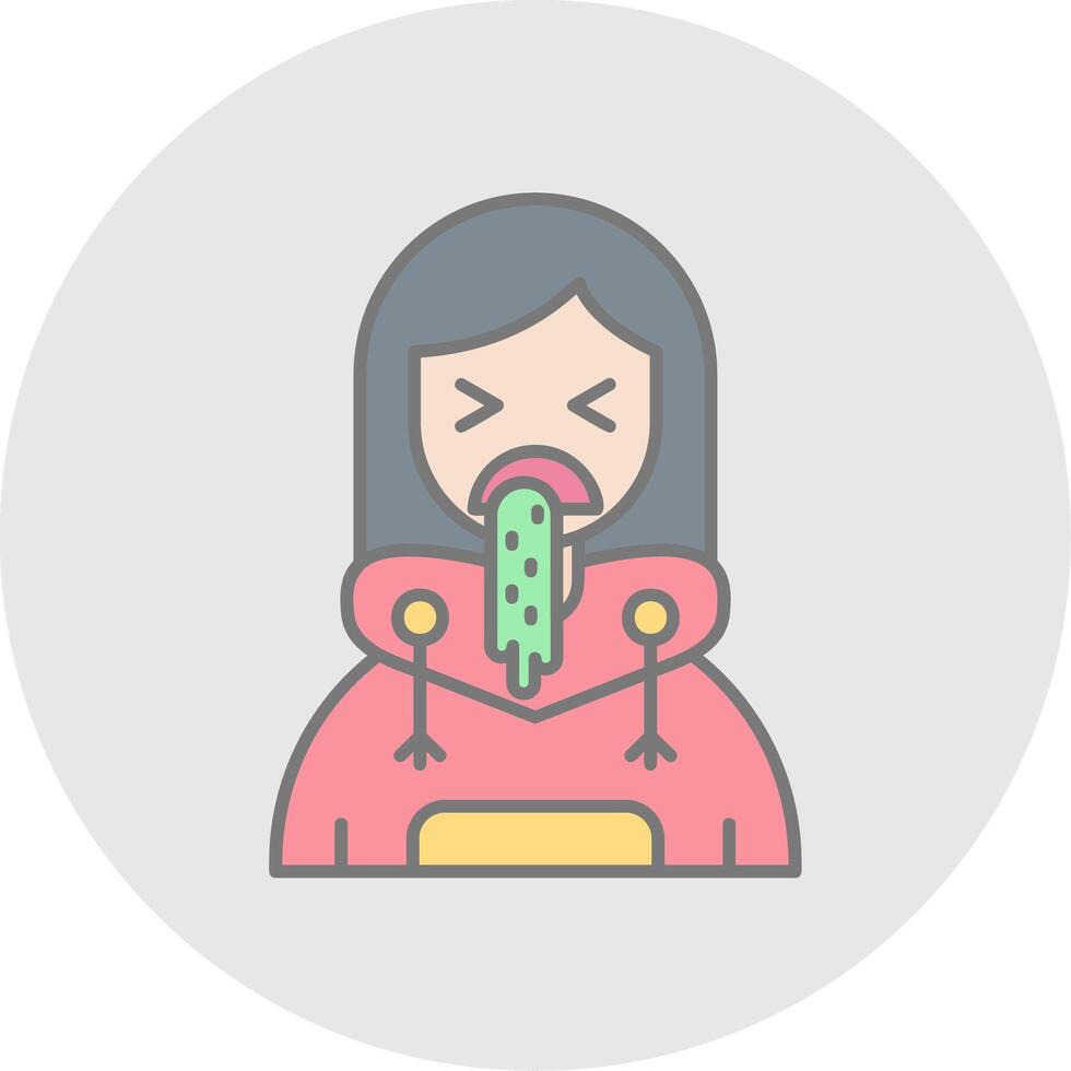 Vomit Line Filled Light Circle Icon vector