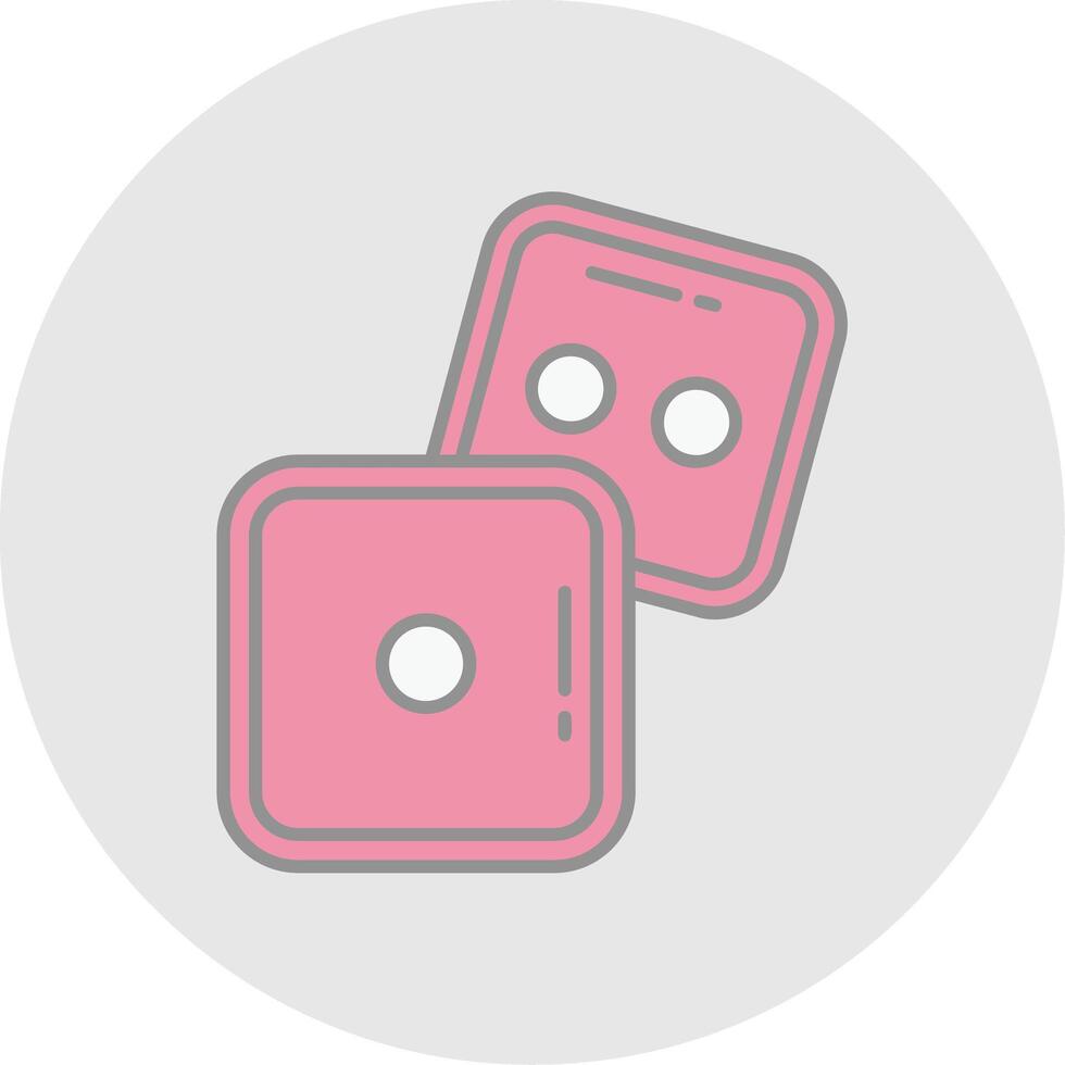 Dice Line Filled Light Circle Icon vector