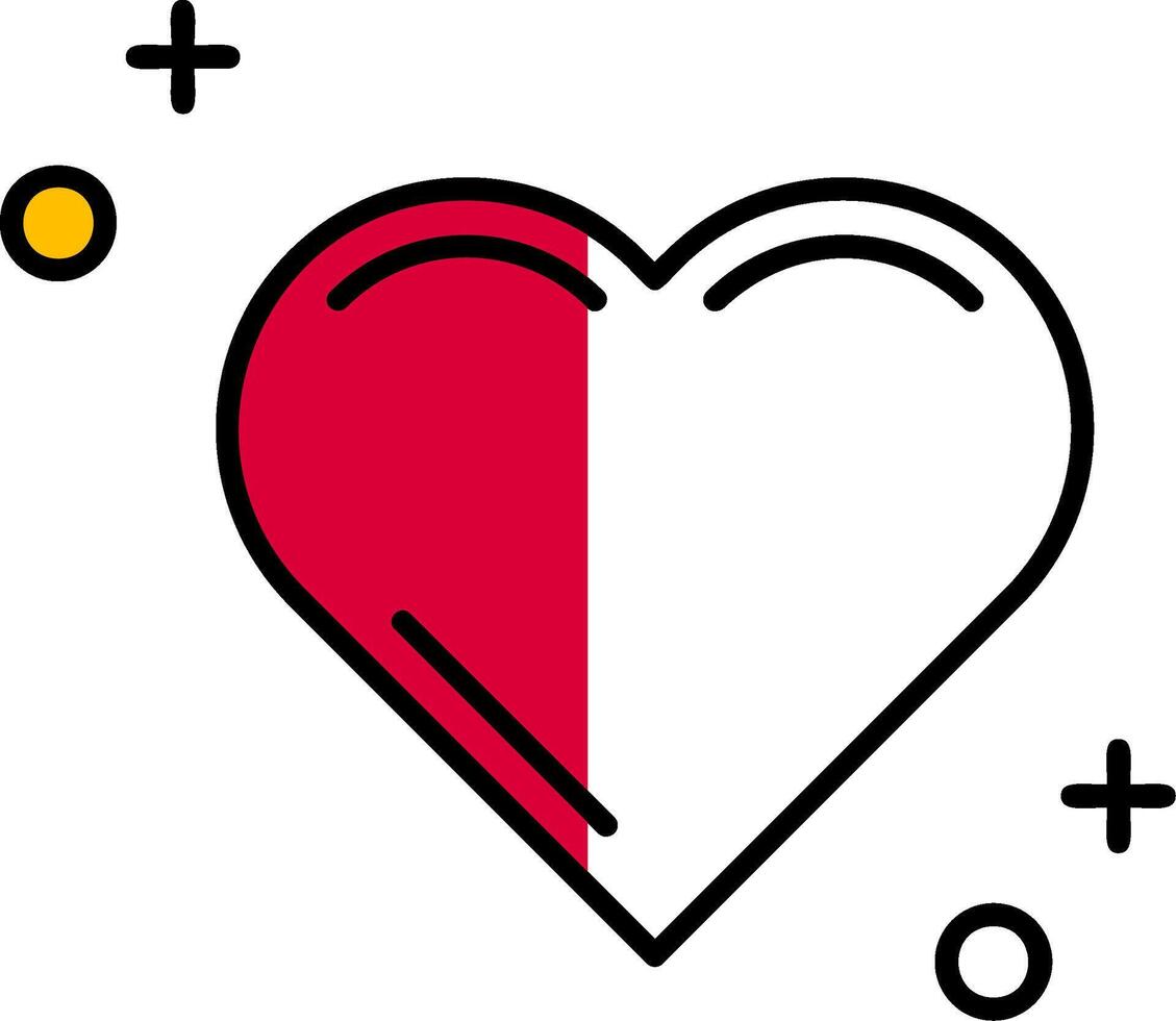 Hearts Filled Half Cut Icon vector