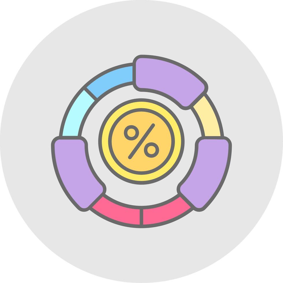 Ratio Line Filled Light Circle Icon vector