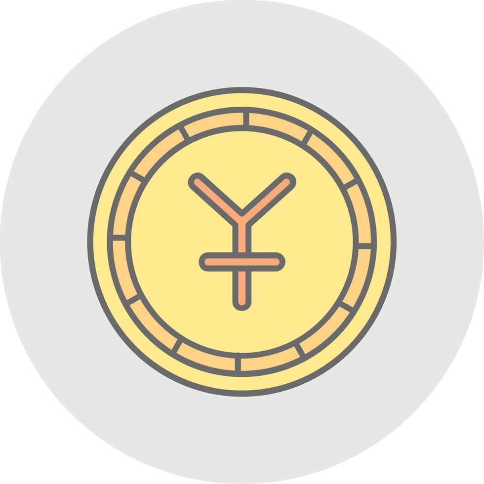 Yen Line Filled Light Circle Icon vector