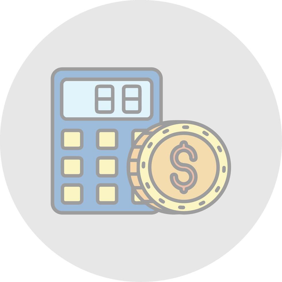 Calculator Line Filled Light Circle Icon vector