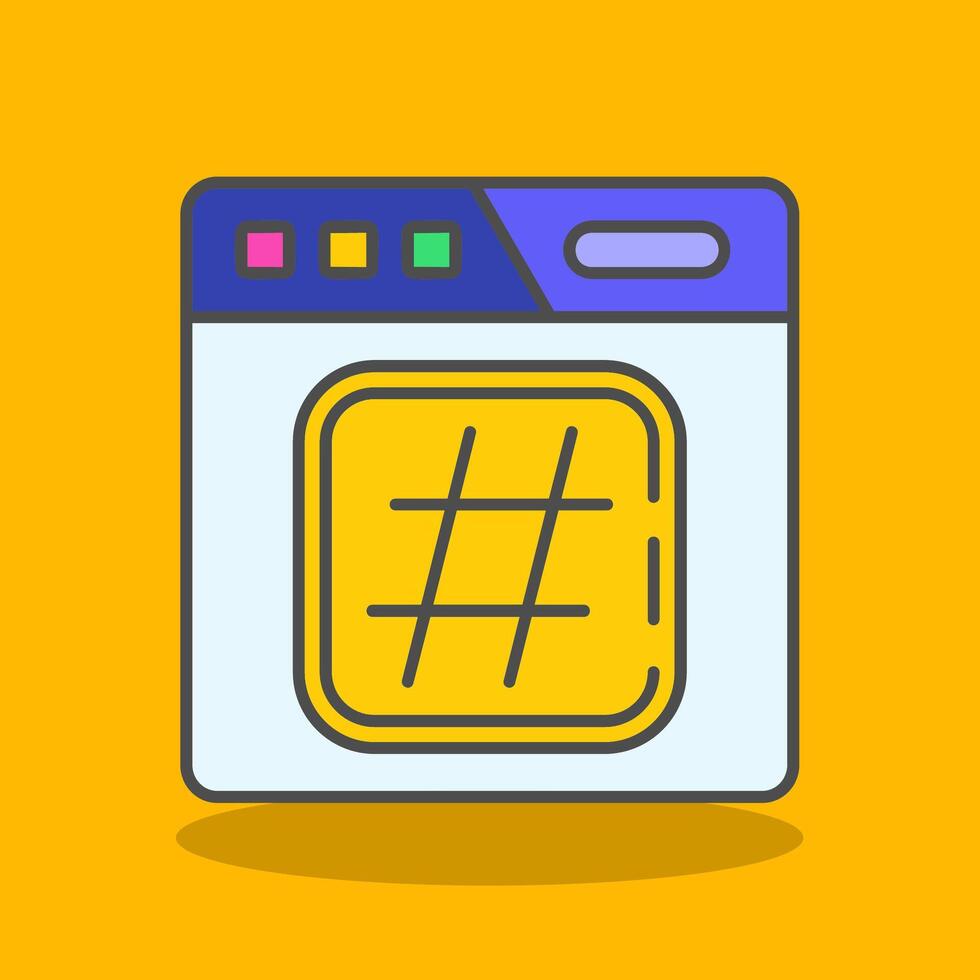 Hashtag Filled Shadow Icon vector