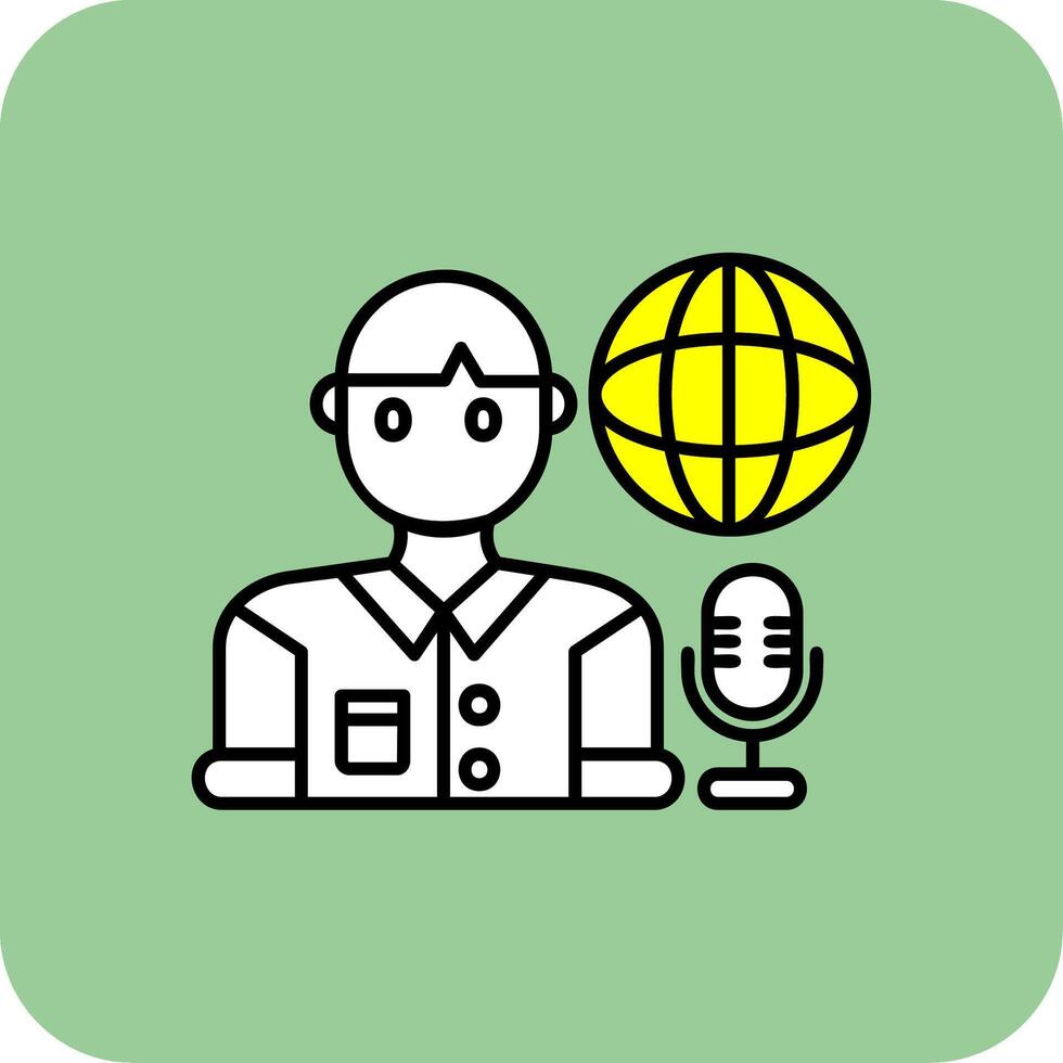 Broadcaster Filled Yellow Icon vector