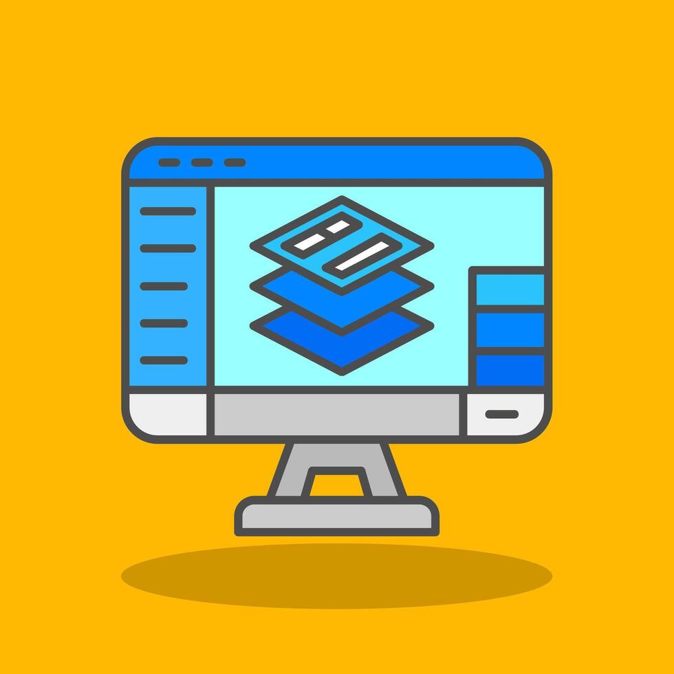 Layers Filled Shadow Icon vector