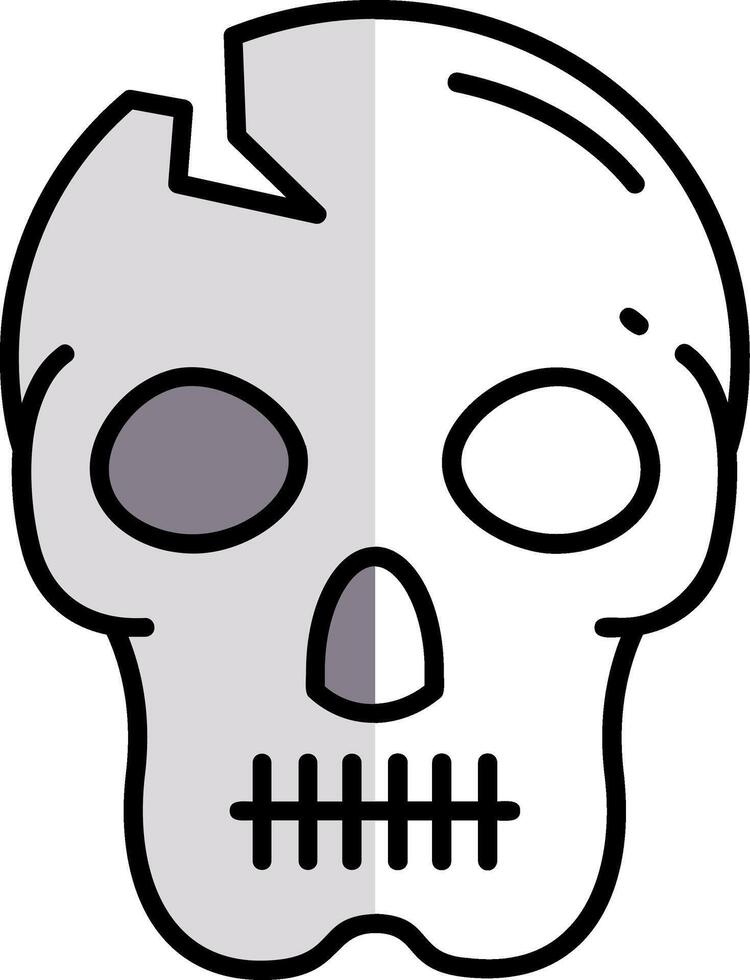 Skull Filled Half Cut Icon vector