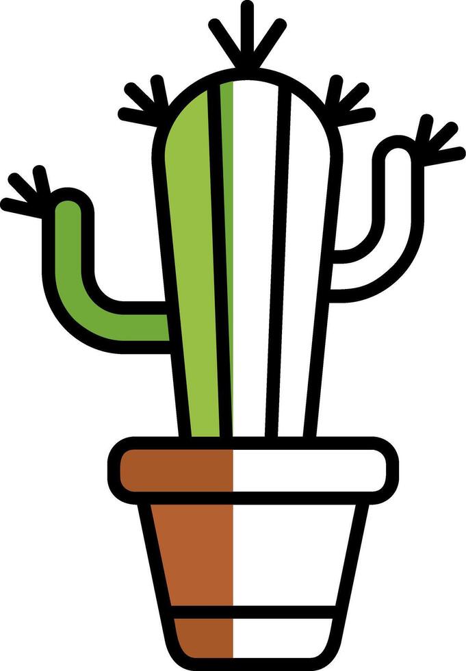 cactus lleno medio cortar icono vector