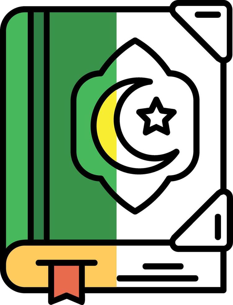 Quran Filled Half Cut Icon vector