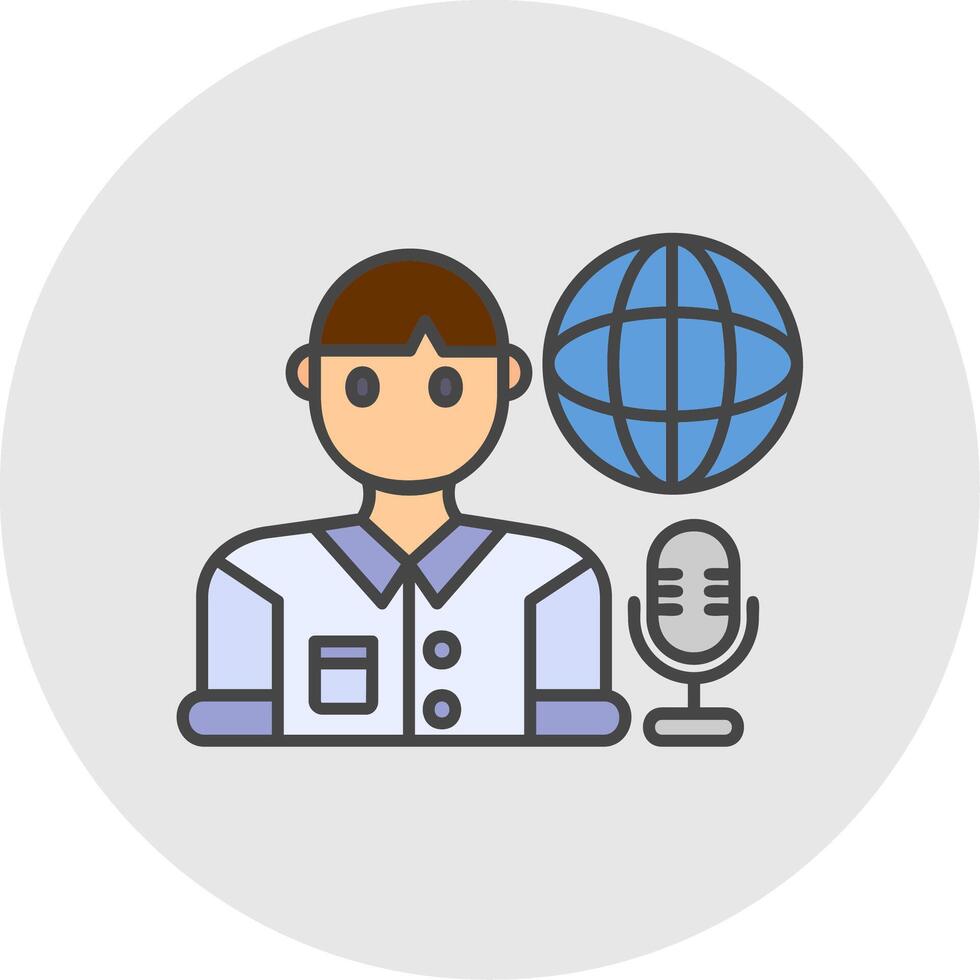 Broadcaster Line Filled Light Circle Icon vector