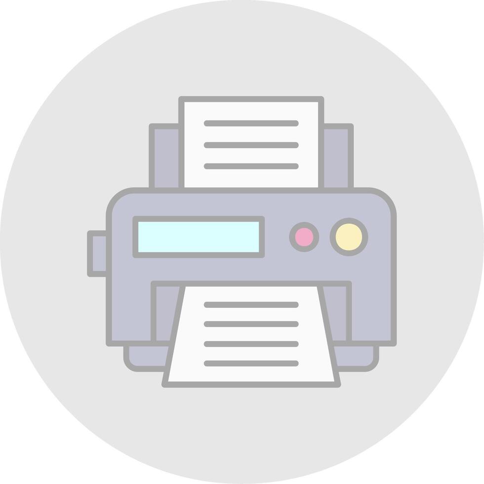 Printer Line Filled Light Circle Icon vector