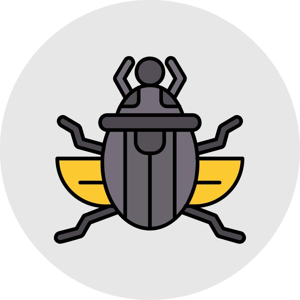 Scarab Line Filled Light Circle Icon vector