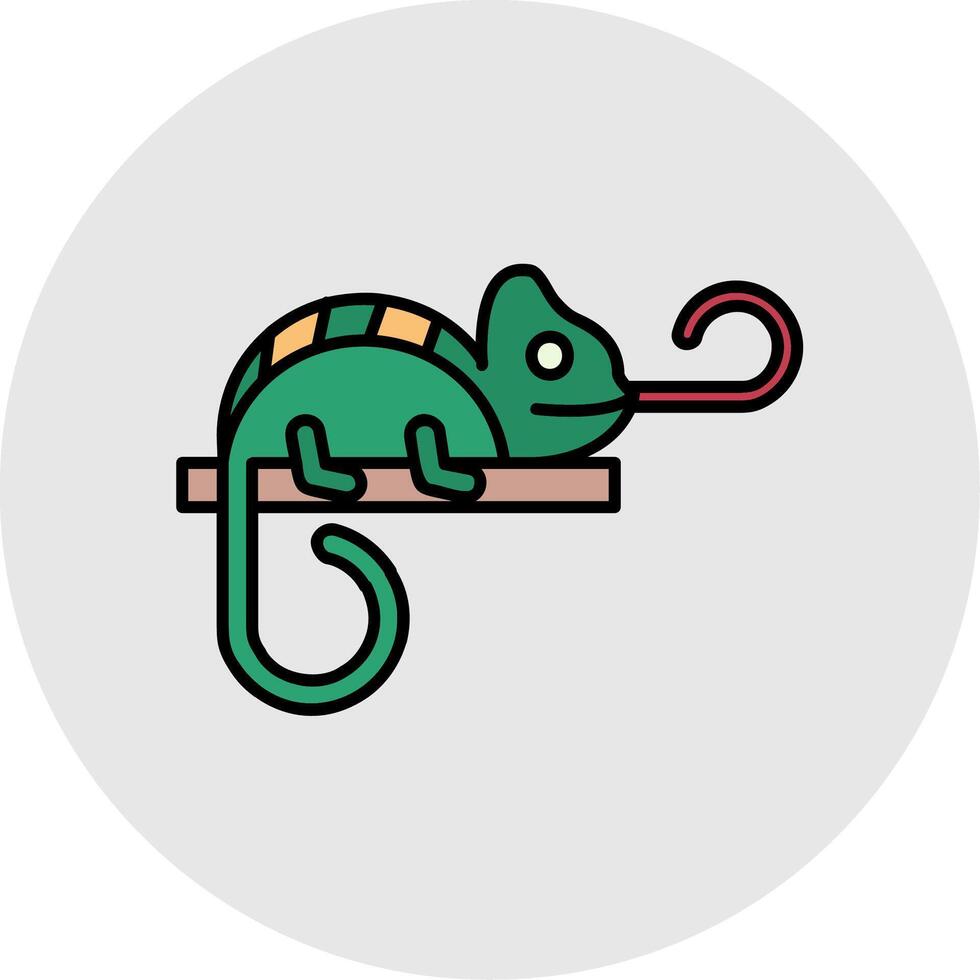 Chameleon Line Filled Light Circle Icon vector