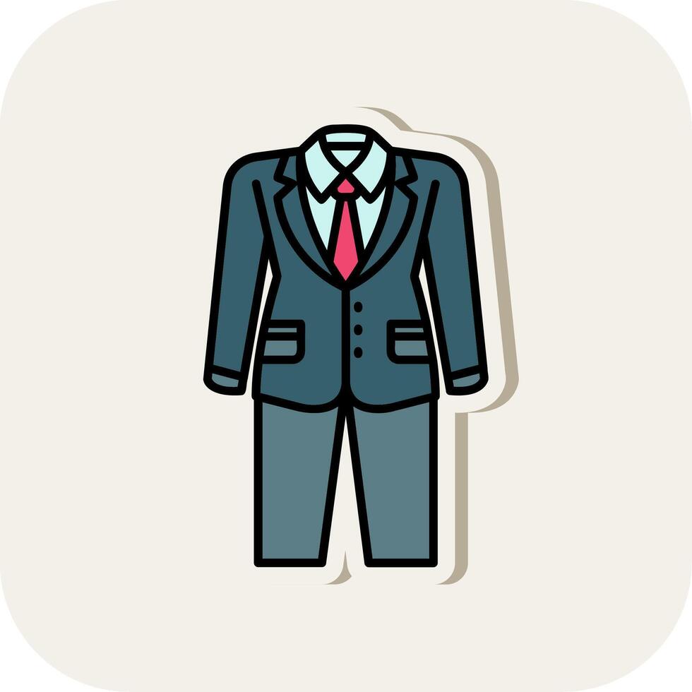 Suit Line Filled White Shadow Icon vector