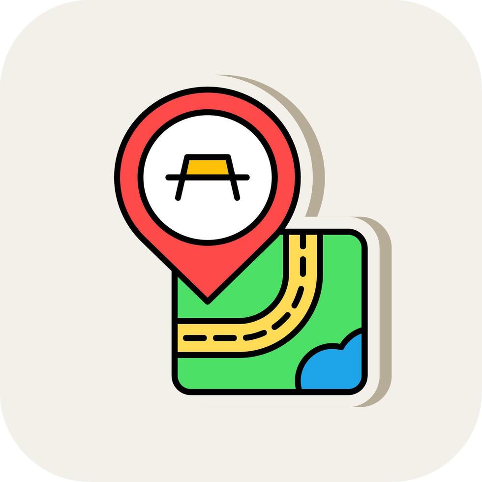 Picnic Line Filled White Shadow Icon vector
